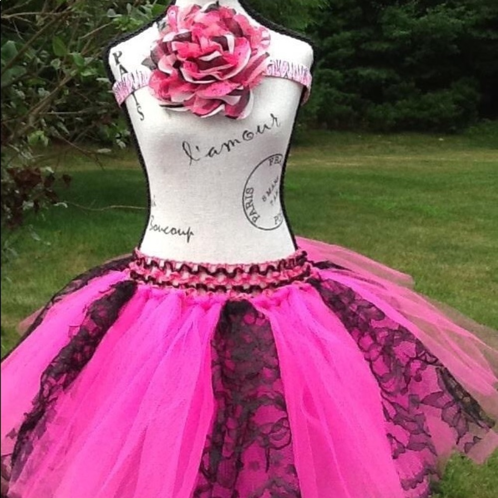 Hot pink and lace tutu skirt